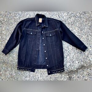 GAP Black Denim Jacket with Stud Accents